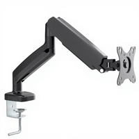 Support de moniteur ergonomique en aluminium et acier avec ressort à gaz, fixation par pince de bureau, robuste, entièrement réglable pour ordinateur