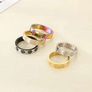 แหวนแต่งงานเซอร์คอนชุบทอง18K แหวนสแตนเลสรูปตัวบวกสัญลักษณ์รูปกากบาท - Product Image 4