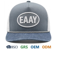 Op maat gemaakte 5-delige touwhalmpet van vintage gewassen katoen met oranje klep en geborduurd patch, retro outdoor merk hoofddeksel OEM