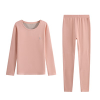 Ensemble de sous-vêtements thermiques en viscose pour femme, automne/hiver, avec rembourrage supplémentaire, doublure polaire, velours allemand, couleur unie, col montant