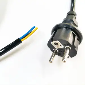 EU Schuko Plug Ac Power Cord Waterproof European Power Plug Electric Cable 16A 250V IP44 Black 1.5mm2 2m