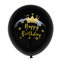 12 Zoll Schwarzer Goldfolien-Kronendruck Latexballon Happy Birthday Ballon für Erwachsene Meilenstein-Geburtstag Jubiläumsfeier
