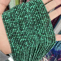 Perles rondes lisses en malachite naturelle, turquoise et fluorite de 3 mm, brin de 38 cm pour la fabrication de bijoux