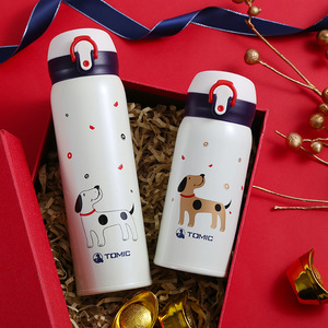 แก้วเก็บความร้อนสแตนเลสโทมิค 500 มล. ฝาปิดแบบป๊อปอัพสองชั้น สำหรับคู่รัก ของขวัญวันหยุด - Product Image 1