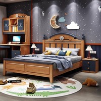 Ensemble de meubles de chambre à coucher au design moderne, lit double simple en bois massif pour adolescent, garçon ou fille, princesse et prince Bed-JY-B307