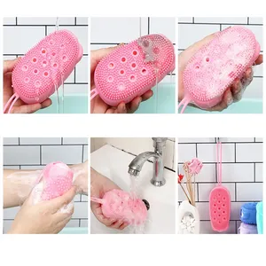 Modern Exfoliating All Natural Zenidoo Shower Bath Brush <b>Silicone</b> Double-sided Use Body Scrubber Cleaning <b>Tool</b> - Product Image 6