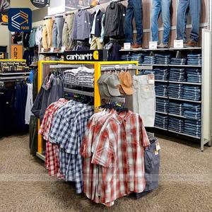 Tùy Chỉnh Trang Phục Cửa Hàng Quần Áo Hiển Thị Giá Bán Lẻ Trung Đảo Đứng Hàng May Mặc Hiển Thị Kệ Lịch Thi Đấu Kim Loại Gỗ Kết Hợp Đơn Vị - Product Image 6