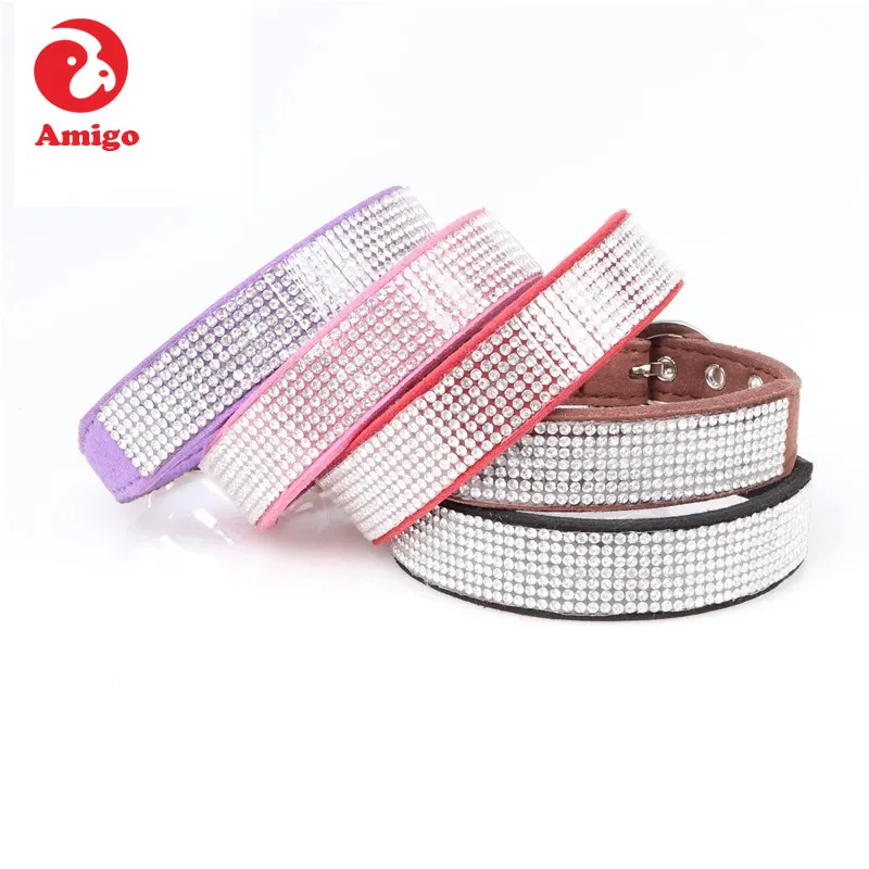 Amigo de venta directa de fábrica barato bling collar de diamantes de imitación de la joyería collares para mascotas para gato pequeño perro mediano