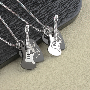 สร้อยคอจี้กีตาร์สองชั้น สแตนเลสสตีล สำหรับคนรักดนตรี - Product Image 2