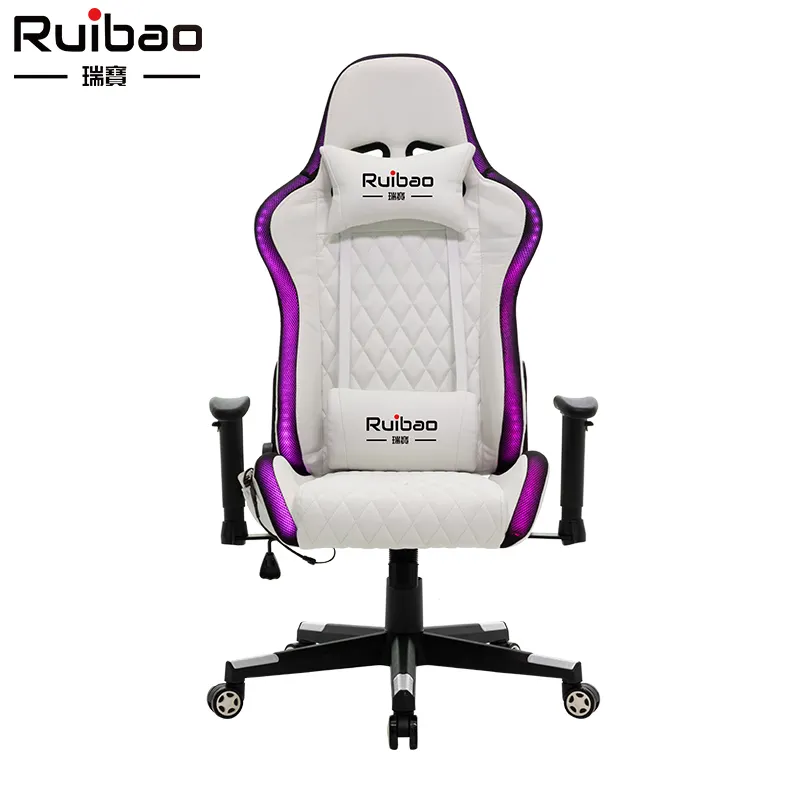 SIGH-silla giratoria RGB blanca para juegos, sillón con logotipo personalizado, Ed RGB
