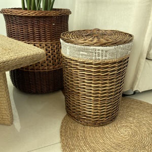 Willow <strong>Laundry</strong> <strong>Basket</strong> Round <strong>Wicker</strong> Woven Natural Home Clothes Storing Large Willow <strong>Laundry</strong> <strong>Basket</strong> - Product Image 2
