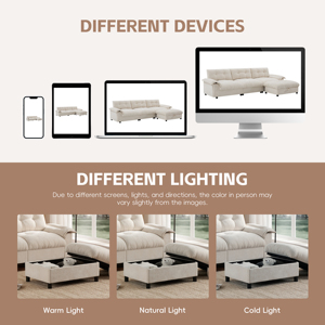 โซฟาเข้ามุมรูปตัวแอลอเนกประสงค์ พร้อมเบาะนุ่มทำจากผ้าเชนิลล์ ดีไซน์แบบปักลายพิเศษ ที่วางแก้วพร้อมช่องชาร์จแบบคู่ และที่พักแขนปรับเอนได้ - Product Image 6