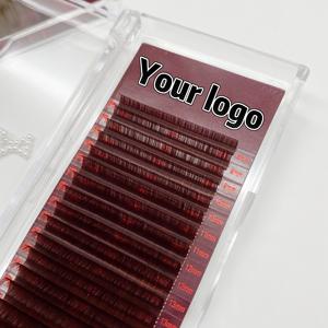 Extensions de <span class=keywords><strong>cils</strong></span> Volume mat Fournitures de <span class=keywords><strong>cils</strong></span> Bourgogne Vin rouge Marque privée Extensions de <span class=keywords><strong>cils</strong></span> individuels Velours de cachemire - Product Image 3