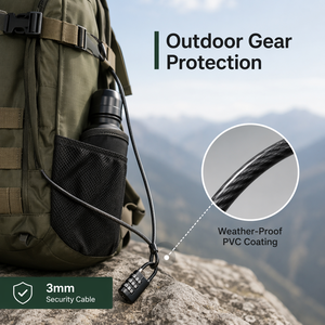 Câble de sécurité SOLITE 3 mm recouvert de PVC compatible avec le système de verrouillage d'équipement extérieur <span class=keywords><strong>Thule</strong></span>, norme GB - Product Image 1
