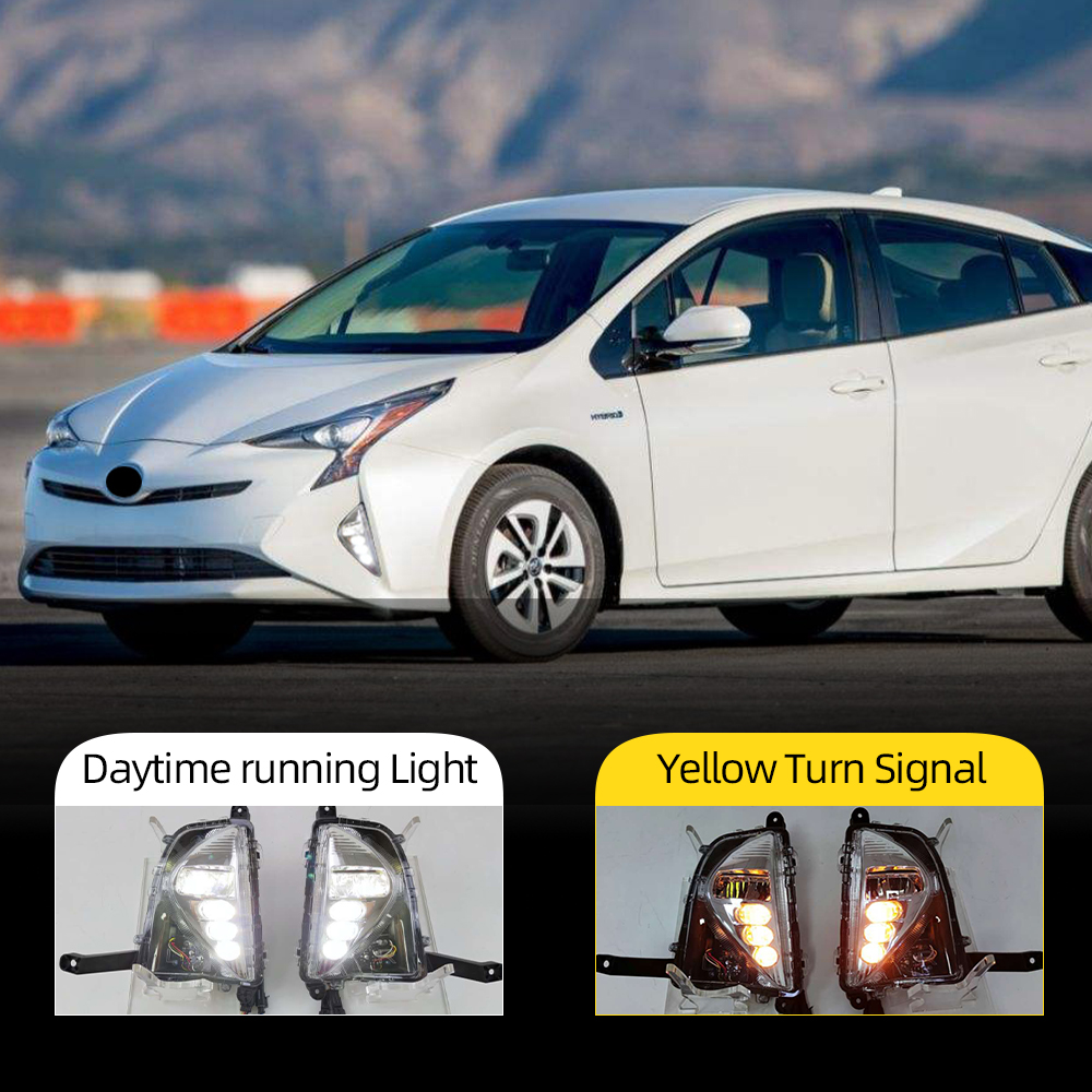 Fit For Toyota Prius 2019-2020 LED Daytime Running Lights Yellow White Lamps