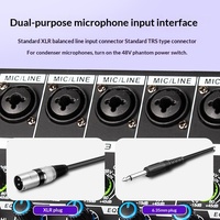 Console de mixage audio 6 canaux BHA KA6, entrée XLR/6,35 mm, 256 effets DSP, égaliseur 7 bandes, USB, alimentation fantôme 48 V pour scène, conférence, sonorisation en direct
