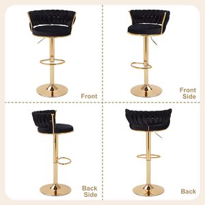 Sillas de Bar Altas de Estilo Industrial <span class=keywords><strong>con</strong></span> <span class=keywords><strong>Respaldo</strong></span> <span class=keywords><strong>Bajo</strong></span> Tejido, Color Negro y Dorado, para Bar o Pub, Muestras Gratuitas Disponibles en Estados Unidos - Product Image 6