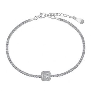 Dylam Fine Jewelry <b>Bangles</b> & Bracelets 925 Sterling Silver Rhodium Plated Sparkling 5A Cubic Zirconia Baguette Tennis Bracelets - Product Image 1