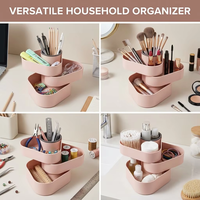 WONFUN Porte-stylos triangulaire en plastique à trois niveaux pour bureau, tour de rangement rotative pour cosmétiques, accès facile à 360 degrés aux outils de beauté