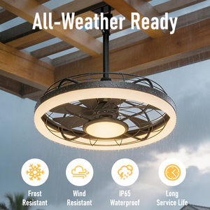 20" IP65 Weatherproof Outdoor LED Ceiling Fan with Light, App Control, 3CCT Dimmable for Patio, Porch, Pergola, Gazebo, Canopy - Product Image 4