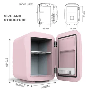 4L Portable Mini Fridge With Retro Design DC12V Travel Compact Refrigeratorv For Home And Car