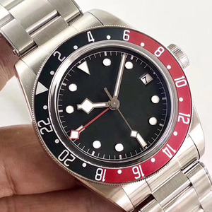 Luxury Vintage Dual Time Style Men Mechanical Watch 41mm <b>Red</b> Blue Bezel Sapphire Glass Stainless Steel Automatic Wristwatch - Product Image 3