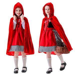Children's <b>Little</b> <b>Red</b> Riding Hood Costume Apron Dress with Ribbon Cape for Party Cosplay Performance Spring 2025 Size 0940 - Product Image 1