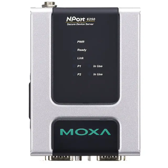 MOXA 1/2 พอร์ต RS-232/422/485 เซิร์ฟเวอร์เทอร์มินัลที่ปลอดภัย การส่งข้อมูลที่ปลอดภัย รองรับ IPv6 เซิร์ฟเวอร์อนุกรมที่ปลอดภัย NPORT6250