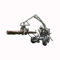 Remorques à grumes 4wd pour machine forestière avec grue à grumes et rotateur à grappin, chargeur/wagon de chargement de bois hydraulique de 2 tonnes