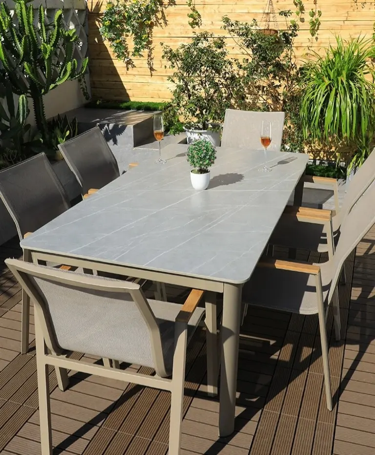 Sala da pranzo mobili moderni da giardino all'aperto Set bistrot in alluminio sedia e tavolo tavolo da pranzo Set