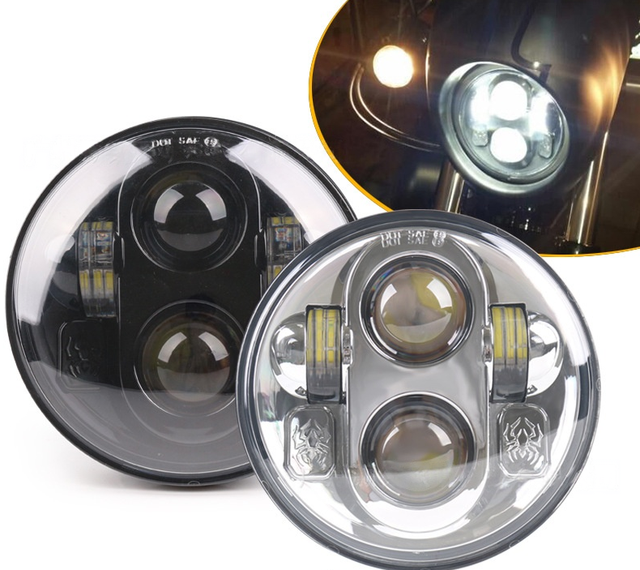 For Motorcycle 30V LED Projector Headlight Round 5.75-inch LED Headlight High/Low Beam Combination Aftermarket Headlight