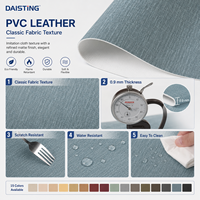 Lámina de Cuero Sintético PVC con Textura de Tela Clásica, Resistente a los Arañazos, Rollo de Rexine Sintético, Panel de Pared para Hotel, Tapicería, Material de Vinilo Sintético