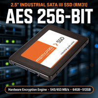 SSD industriel AES 256 crypté par matériel, SATA 6 Gbit/s, 2,5 pouces, Flash MLC, 64 Go à 512 Go, -40°C à 85°C, Disque sécurisé pour applications de défense et IPC