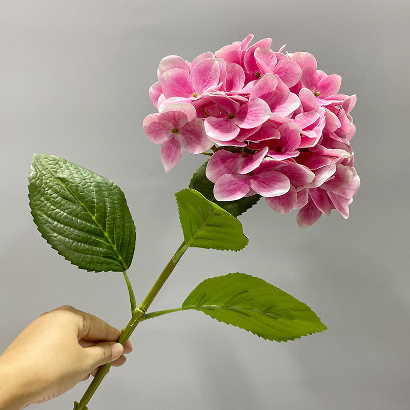 Hydrangée rose à une tête, 80 cm