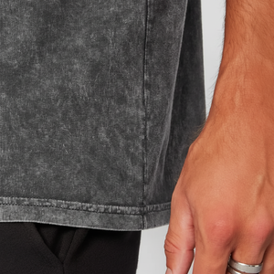 Camiseta personalizada de manga corta transpirable de 100% algodón lavado ácido de peso pesado para hombre, camiseta informal de estilo callejero Vintage Hip-hop - Product Image 1