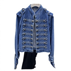 Vintage Button Knitted Denim <b>Motorcycle</b> <b>Jacket</b> Women Stand Collar Autumn Winter Slim Casual <b>Retro</b> Harajuku Outerwear 2025 - Product Image 2