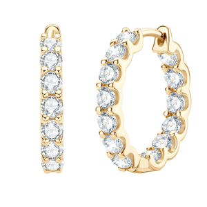 14K Yellow Gold Plated Luxury Moissanite Pave Setting Brilliant Cut <b>Hoop</b> <b>Earrings</b> GRA Certified Women's Engagement Gift - Product Image 1