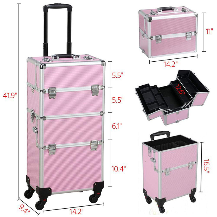 2 in 1 makeup trolley case