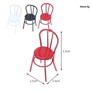 Chaise miniature en fer sculptée à la main, style artisanal, accessoires en métal pour poupées <span class=keywords><strong>BJD</strong></span>, échelle 1:12, accessoires de maison de poupée - Product Image 3