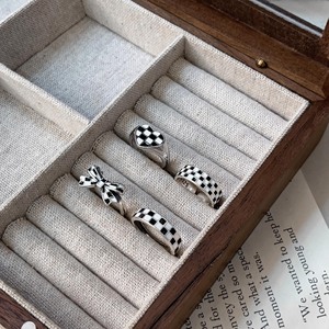 S925 Sterling Silver Heart <b>Ring</b> With Chessboard Pattern For Women Everyday Wear Fine Jewelry - Product Image 4