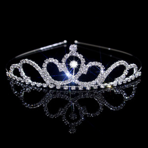 Grosir bando Tiara anak-anak berlian imitasi kristal cakar kuningan mahkota anak perempuan elegan putri untuk pesta ulang tahun <span class=keywords><strong>Prom</strong></span> pernikahan pengantin - Product Image 5