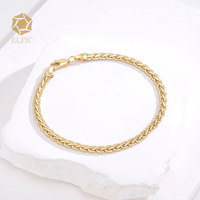 Elfic 4MM Oro Laminado 14k Figaro Bracelet Corde Chaîne Robuste Gourmette Miami Cubain Chaîne Bracelet pour Hommes Femmes Bijoux