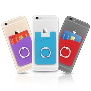 Soporte de teléfono con anillo de Metal, billetera para teléfono móvil, funda de silicona para tarjetero - Product Image 1