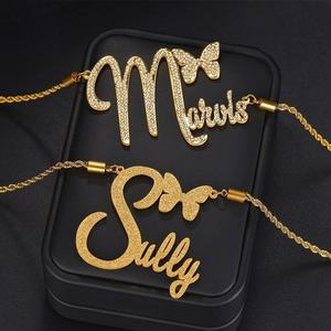 Collar con Nombre de Letra Personalizado en Acero Inoxidable, Joyería de Oro, Collar con Letra Personalizada, Collar con Mariposa de Diamantes, Soporte para Dropshipping - Product Image 1