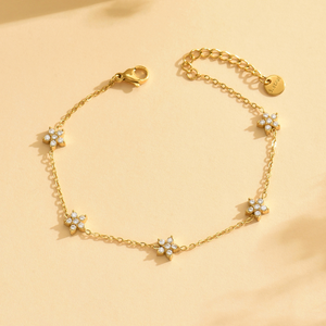 Conjunto de collar y pulsera con colgante de flor de Zirconia cúbica, collar de moda, joyería de acero inoxidable, uso diario, joyería de moda para mujer - Product Image 5