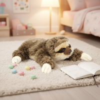 Boneka Sloth Realistis Kawaii Grosir Kustom, Mainan Sloth Bulu Panjang Lembut untuk Hadiah Ulang Tahun Anak, Dekorasi Rumah