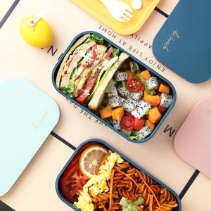 Boîte à lunch double en plastique de style nordique japonais coréen pour l'école, les étudiants, les enfants, les adultes, boîte à bento pour micro-ondes - Product Image 4