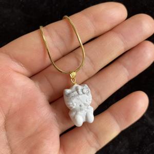 Colgante de Cristal de Piedra Preciosa Natural de 2 cm con Diseño de Hello Kitty, con Gancho de Plata 925 Chapado en Oro de 18k y Cadena de Acero Inoxidable, Venta al Por Mayor - Product Image 5