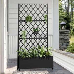 Écran de confidentialité personnalisé pour l'extérieur avec jardinière Panneau de confidentialité en métal et lit de jardin surélevé pour jardin, patio, piscine et bain à remous Noir - Product Image 2
