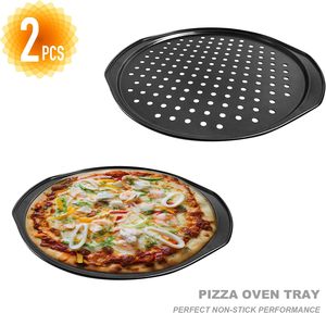 ชุดถาดพิซซ่าเหล็กกล้าคาร์บอนแบบมีรู 2 ชิ้น สำหรับอบในเตาอบ - Product Image 4